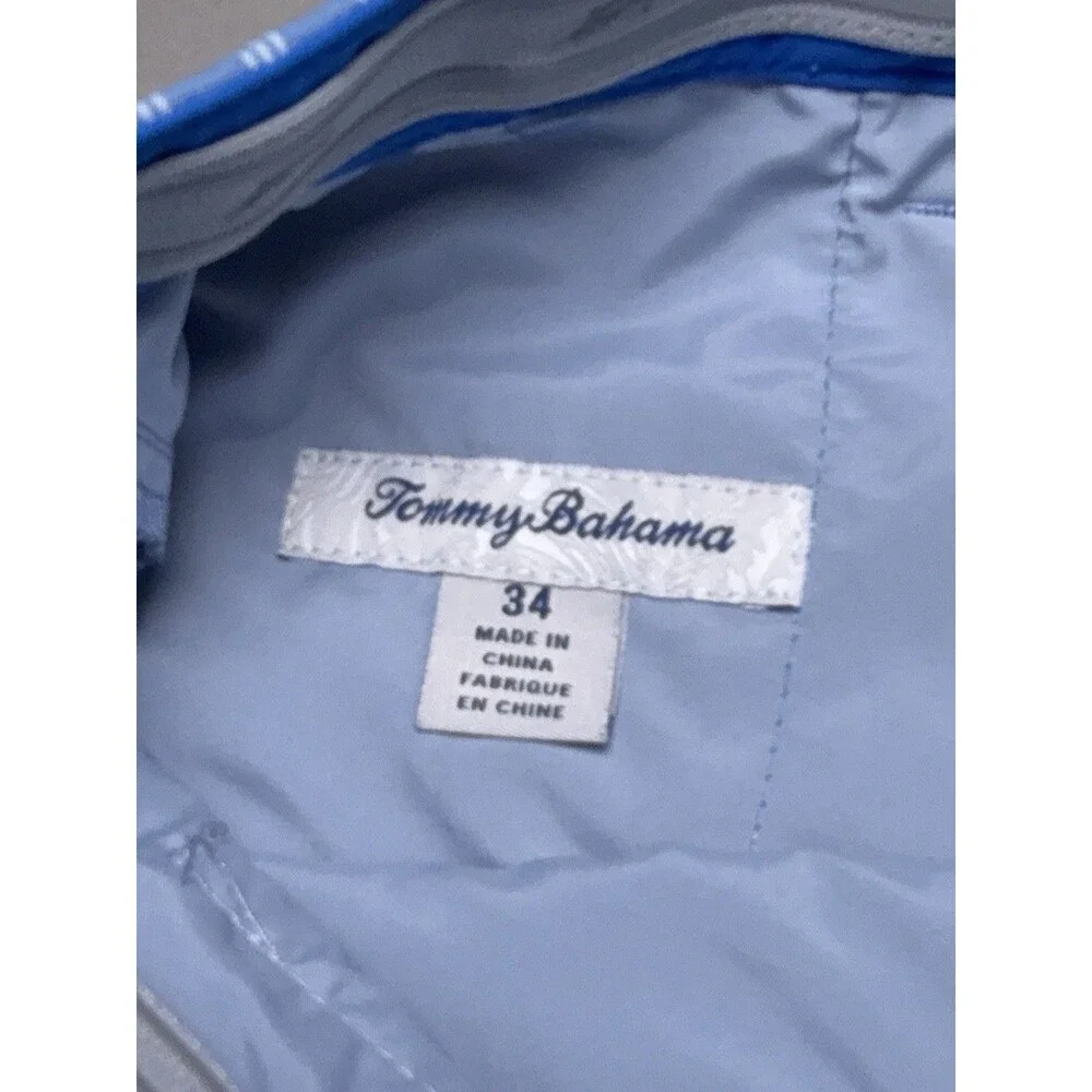 Tommy Bahama Blue Plaid Nylon Bermuda Chino Shorts 34